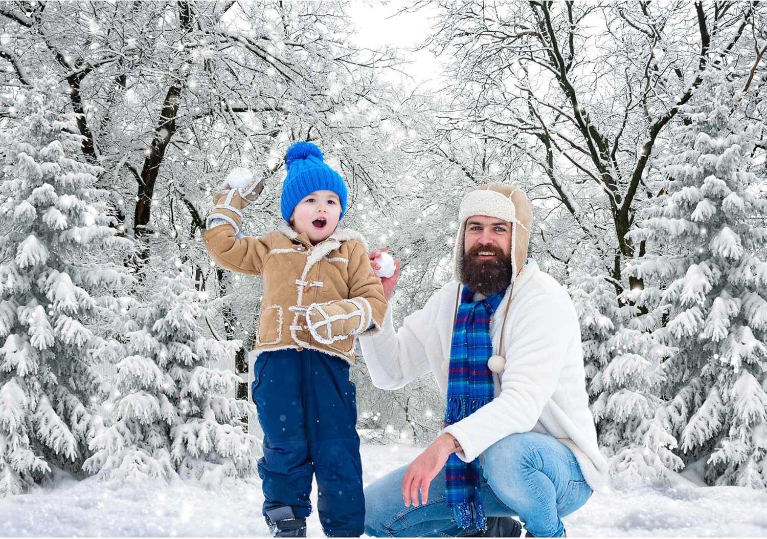 10x8FT White Winter Forest Scene Photography Backdrop Wonderland Snowflake Landscape Background for Christmas Xmax Family Holiday Party Decorations Supplies Banner Picture Photo Studio Props