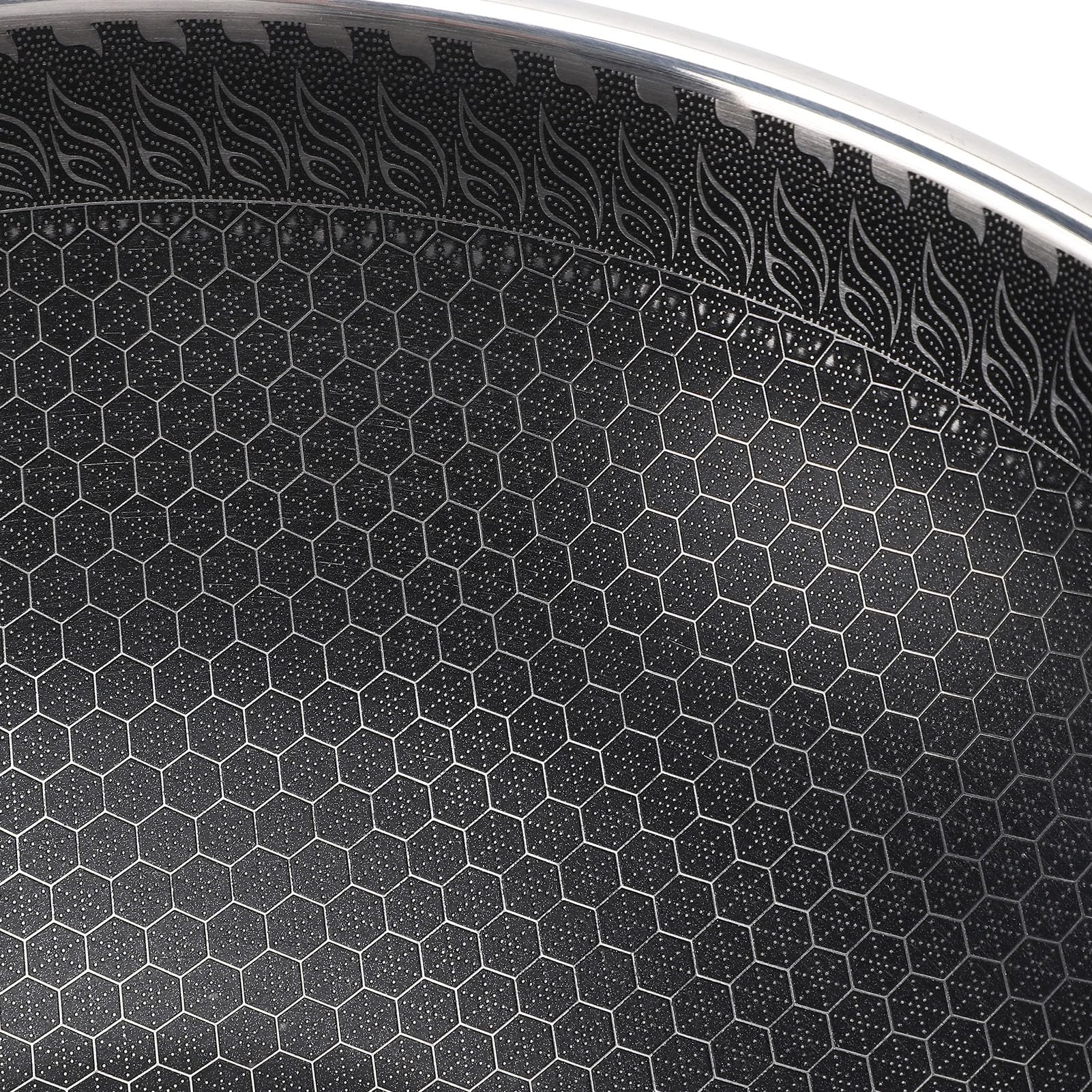 YUYTE Padella Antiaderente Wok in Acciaio Inossidabile 304 per Piano Cottura a Induzione - Padella Profonda 32 Cm con Manico Ergonomico