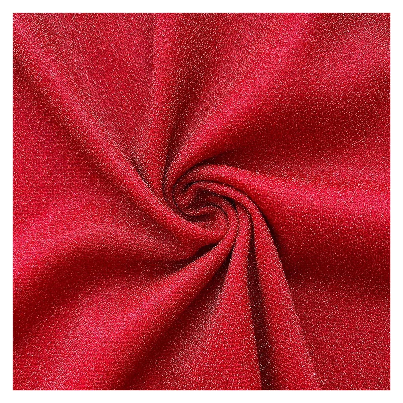 Tejidos metalizados brillantes, Tela elástica de punto con purpurina brillante, multicolor, 50 cm x 150(Red)