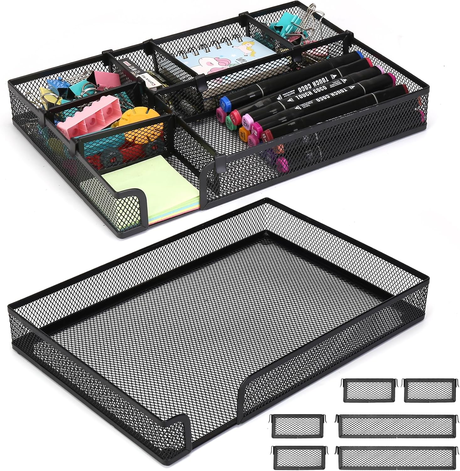 EsOfficce 2PCS Desk Drawer Organizer Tray with 6 Adjustable