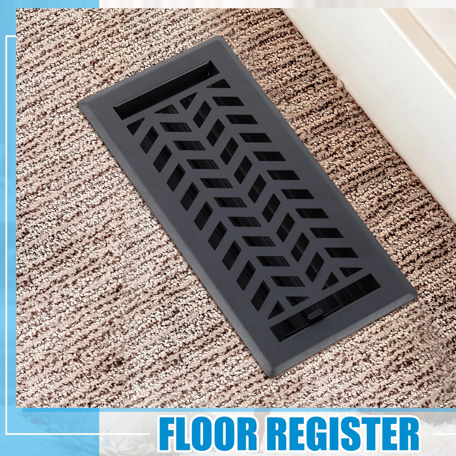 Yaocom 4 rejillas de ventilación negras de 4 x 10 pulgadas, diseño texturizado negro, resistentes cubiertas de ventilación de metal con amortiguador de ajuste, acabado a prueba de óxido para el hogar