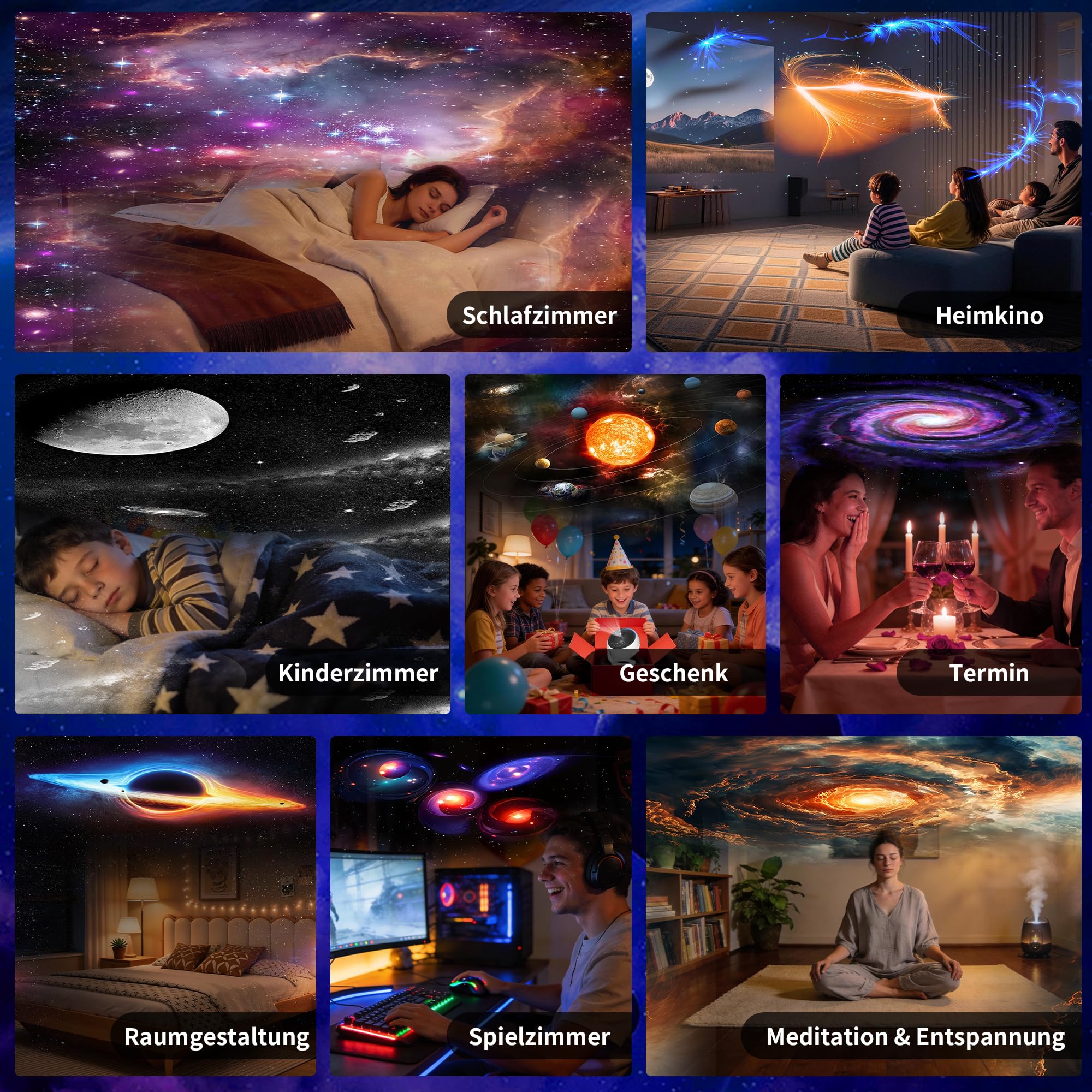 FlyEagle Upgrade Sternenhimmel Projektor für Kinder Erwachsene Galaxy Projektor Lamp für Geschenke mit 13-in-1 Planeten-Discs,LED Sternenhimmel mit Timer 360° Drehbar, Schwarz&Weiß