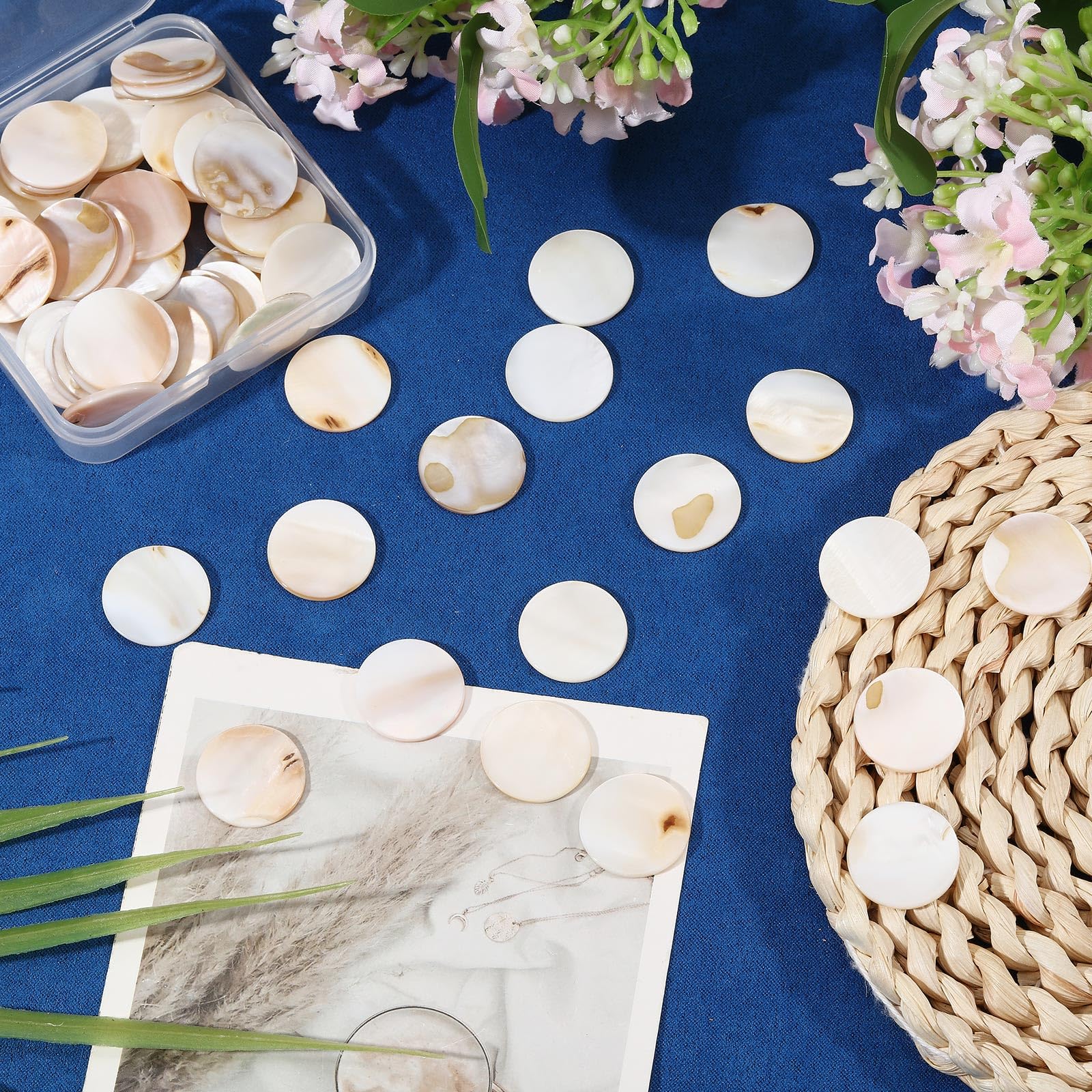 150 Stück Perlmuttfliesen 0.8 Zoll Mosaikfliesen Großpackung Flache Runde Mosaikstücke Für Heimdekoration DIY Bastelarbeiten