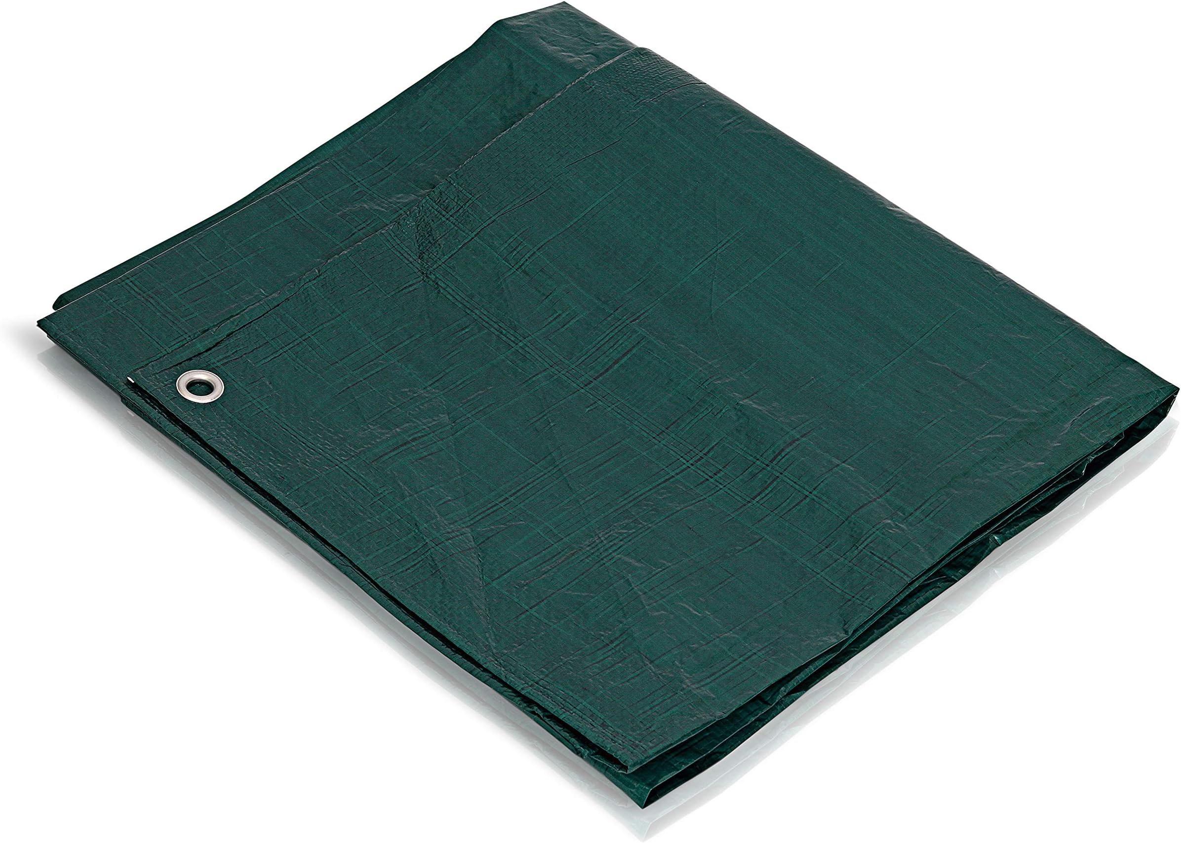 KAV 1.80 x 1.20m (4 x 6 FT) Green Waterproof Tarpaulin Tarpoline tarpaulins Tarp for Universal Covering Garden Furniture, Camping, Roof Caravan Building site Ground Sheet with Eyelets 120 GSM
