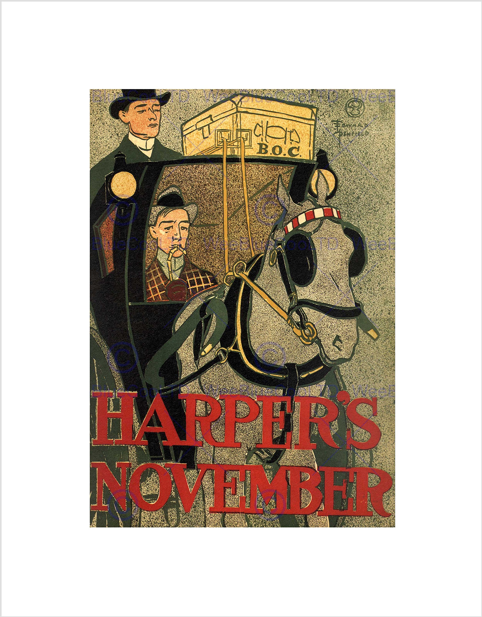 Wee Blue Coo Harper Magazine November New York Vintage Retro Advert Wall Art Print