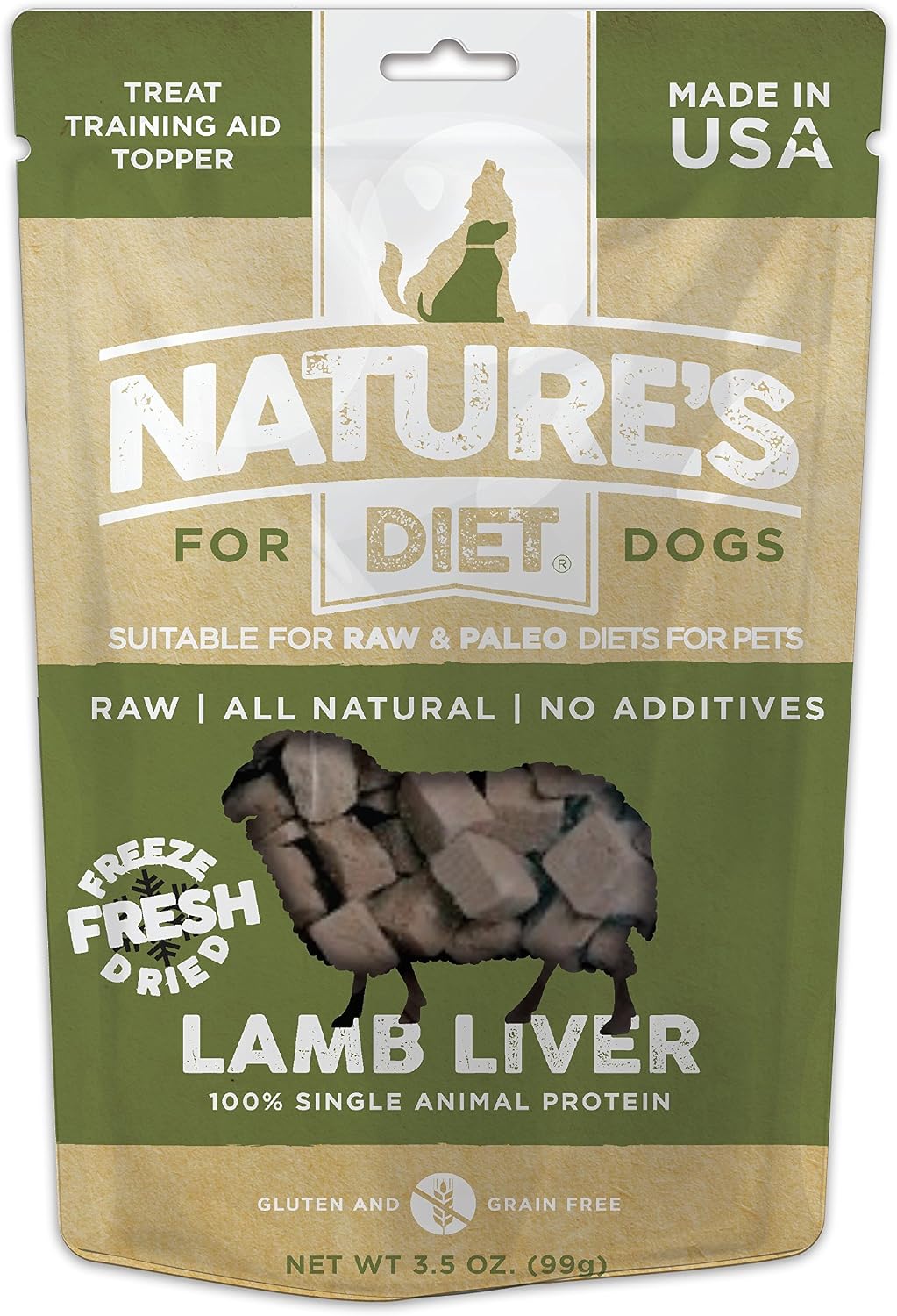 Nature's Diet Pet Raw Freeze Dried Grain Free Dog Treats (Lamb)