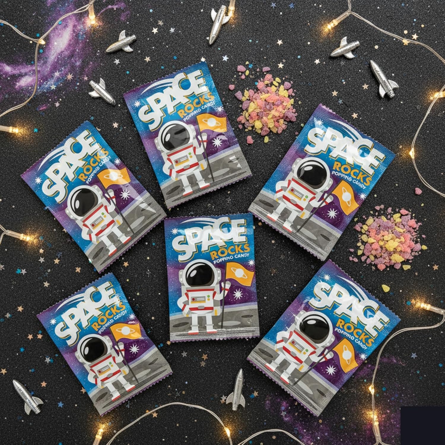 72pk Space Rocks Popping Candy Snacks for Parties, Bulk Birthday Pack, Space Candy Bulk, Science Sweets, Alien Party Favors