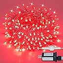 String Lights Indoor Bedroom, 33FT 100 LED Fairy String Lights Outdoor Waterproof, 8 Modes Memory Twinkle Christmas Light Plug in for Classroom Dorm Patio Tree Garden Decor (Red)