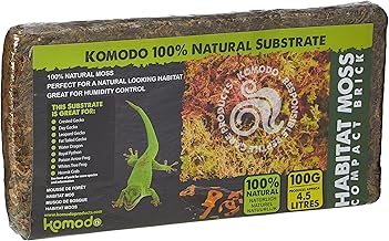 Komodo Habitat Moss Compact Brick for Reptile Cage Habitat Premium Natural Non Toxic Substrate Durable Long Lasting Moisture Control