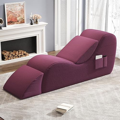 Sillas de yoga para adultos, tumbona ergonómica para interiores con bolsillo lateral, almohada lumbar, otomana, silla de yoga perfecta para