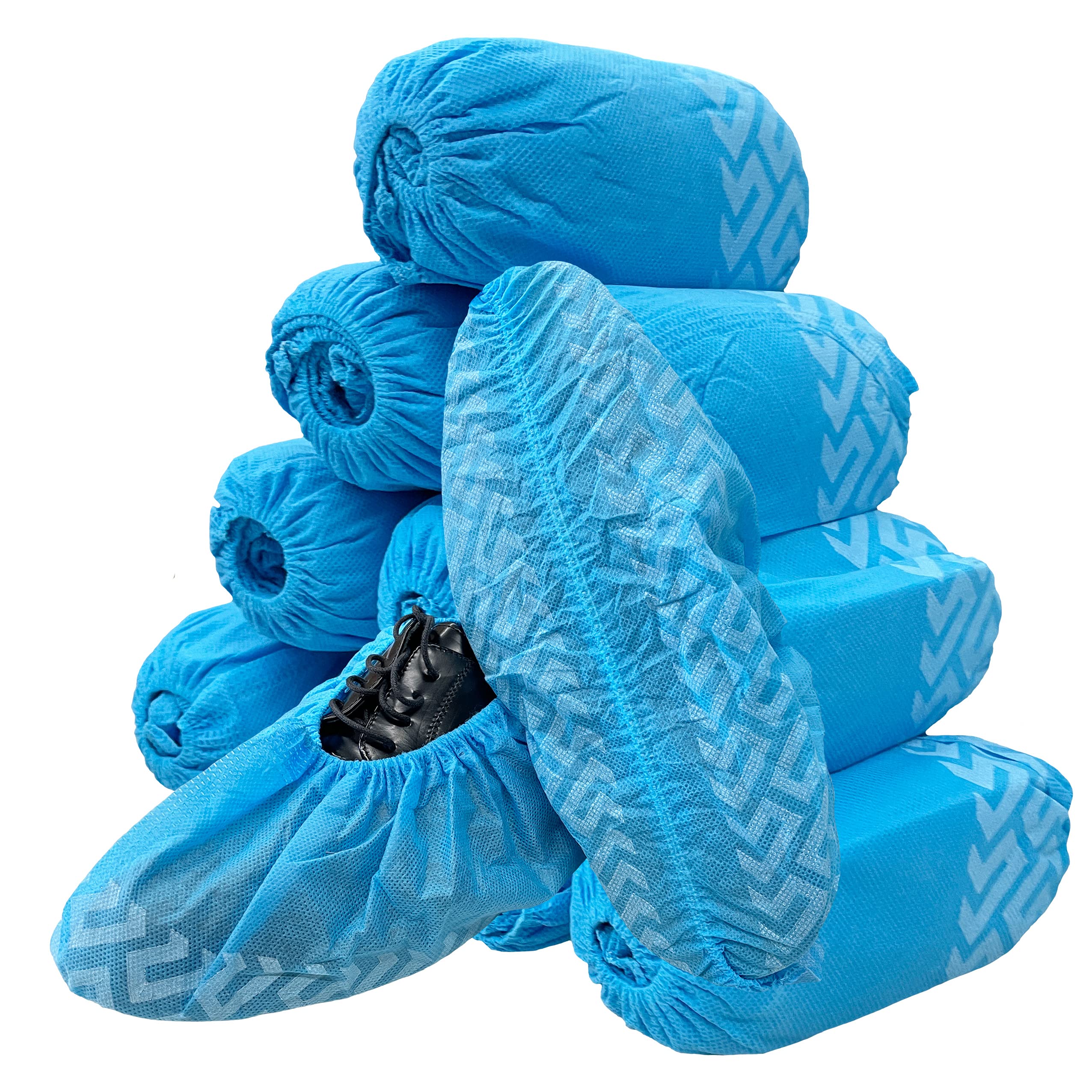 Buena GoodsBuena Goods 100 Pack Extra Large Disposable Blue Boot & Shoe Covers. Reusable Premium Water Resistant Durable Booties with Non Slip Treads for Indoor Use. Fits US Men's Size 14 & Women's 16 Shoe Size