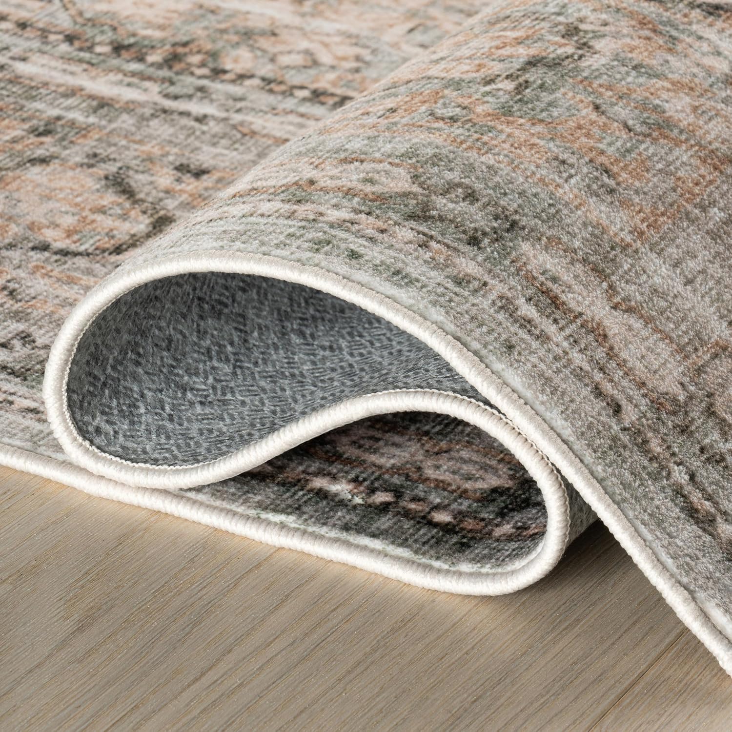 Nuloom Barilas Bordered 8' x 10' Machine Washable Area Rug for Living Room Bedroom Dining Room, Beige