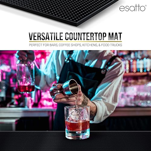 Miniatura 5 de Esatto Tapete de servicio profesional de 12 x 6 pulgadas, color negro, resistente, grueso, duradero y elegante para barra de servicio para derrames,