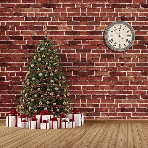 Miniatura 4 de Telón de fondo de pared de ladrillo de 4.5 x 9 pies, papel tapiz de pared de piedra para puerta, mantel de ladrillo extraíble, para invierno,