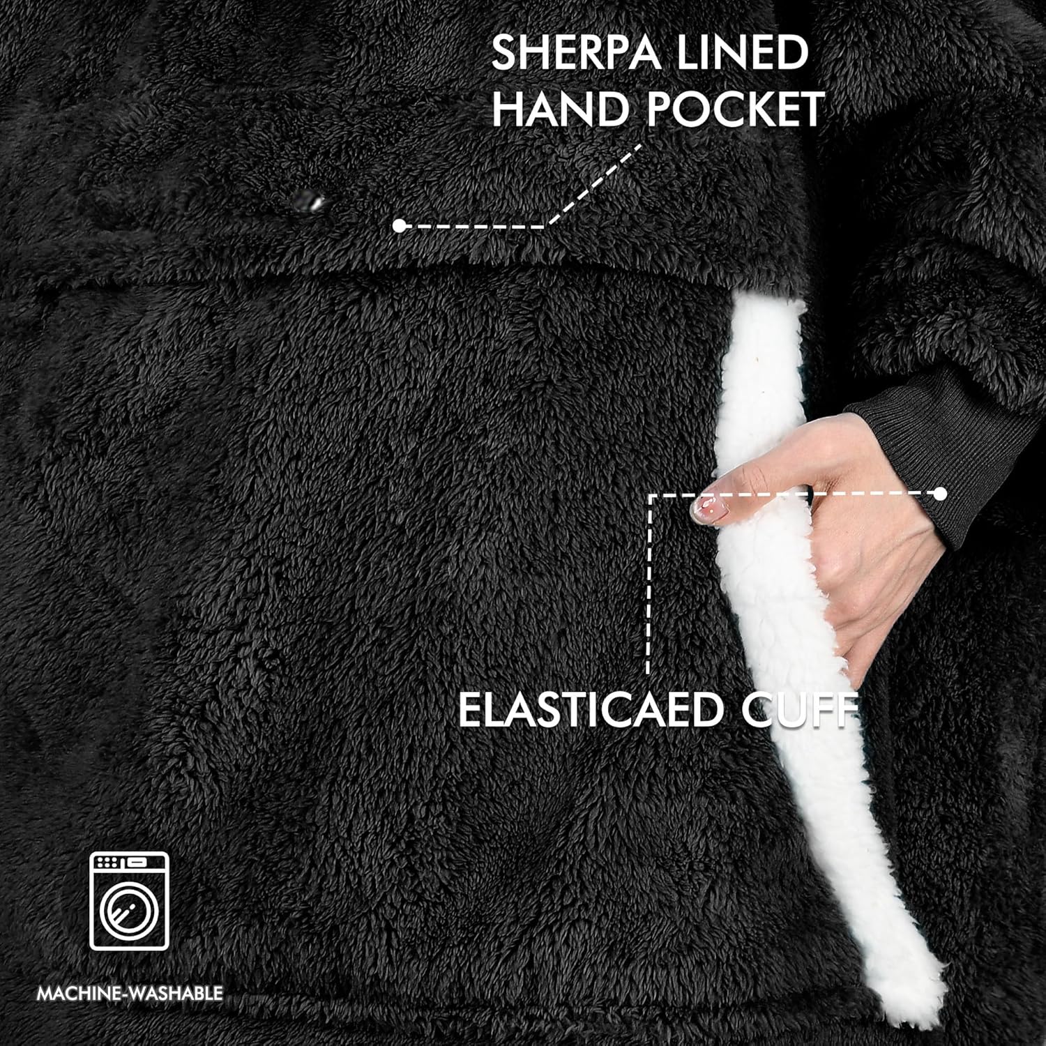 Tirrinia Oversized Blanket Hoodie, Wearable Fluffy Sherpa Blanket, Lightweight Cozy Sweatshirt Blanket Gift for Adult Women Men - Image 7