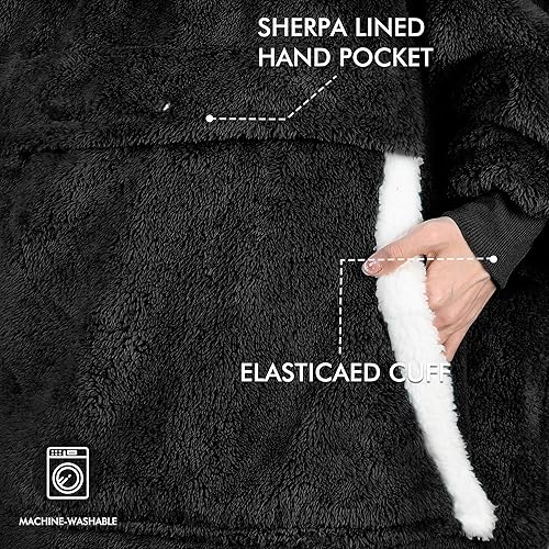 Miniatura 6 de Tirrinia Oversized Blanket Hoodie, Wearable Fluffy Sherpa Blanket, Lightweight Cozy Sweatshirt Blanket Gift for Adult Women Men