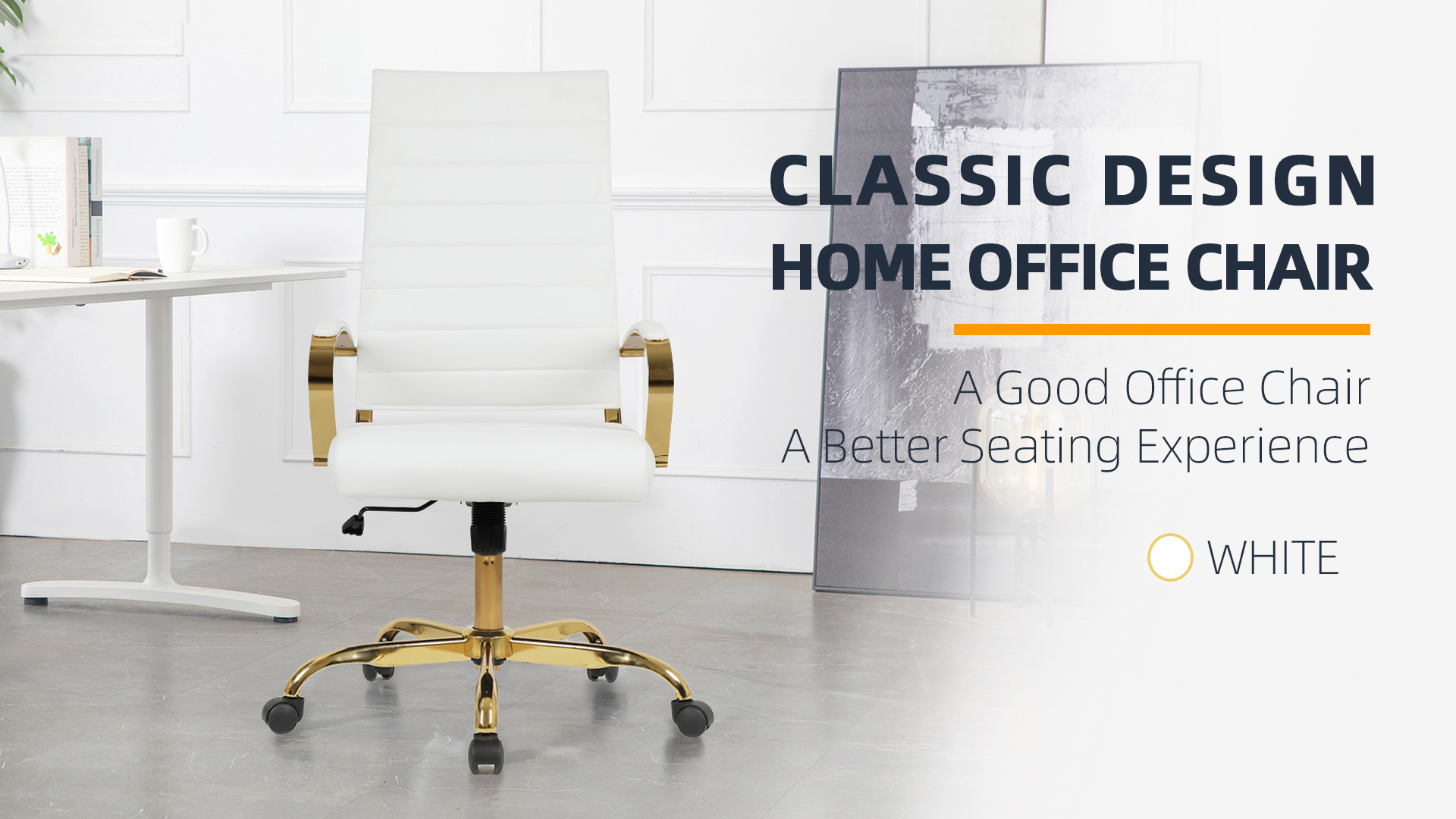 LANDSUN Home Office Chair High Back Executive Chair Ribbed PU