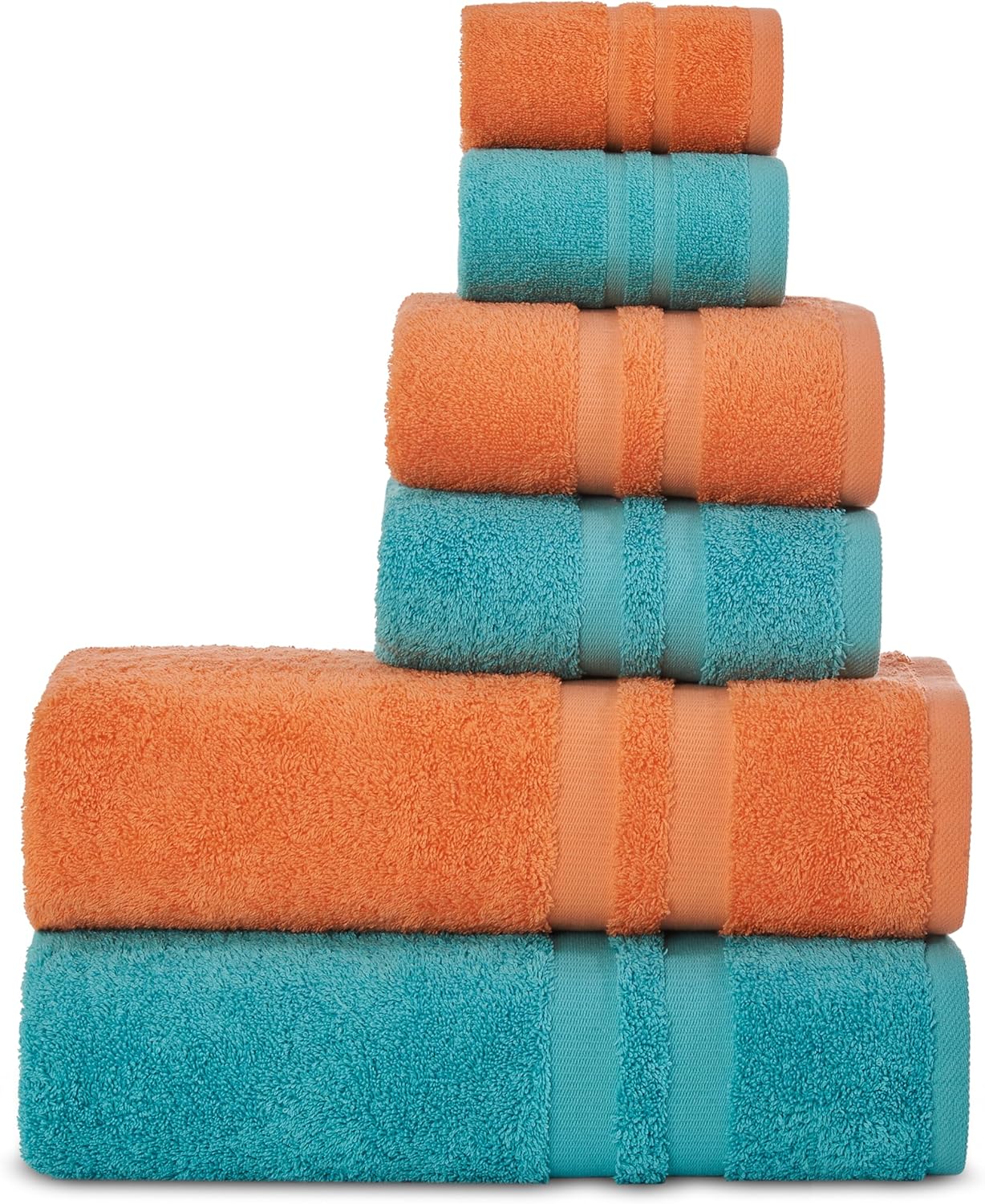 COTTON FINE 6 Piece Mix Towel Set, 100 Turkish Cotton Soft