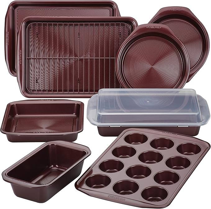 Circulon Bakeware Nonstick Bakeware Set, Non Stick Baking Pans Set, 10-Piece, Chocolate Brown