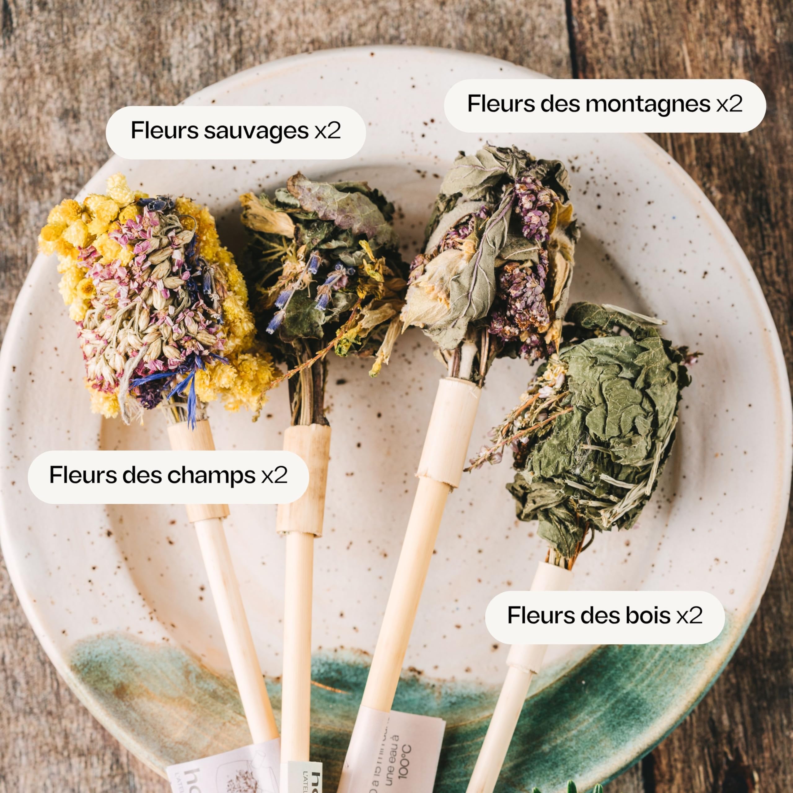 Horae - Coffret infusions - Tisanes bio - Idée cadeau - 8 bouquets à infuser - 4x2 compositions florales - Fleurs de thé à offrir