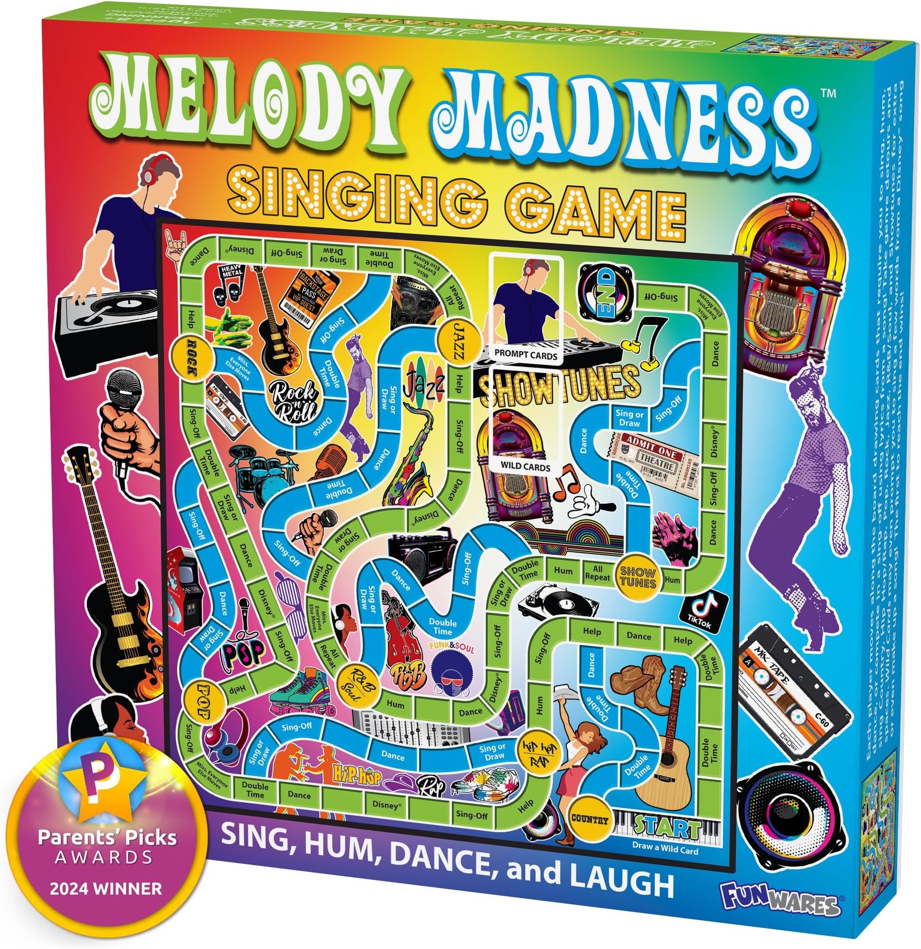 Melody Madness, a Singing Game - Sing It or Shout It, Talent NOT Required, Family and Party Board Game
