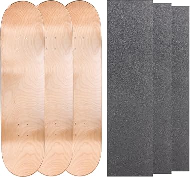 Cal 7 Blank Maple Skateboard Decks with Grip Tape Bundle of 3, Combinations
