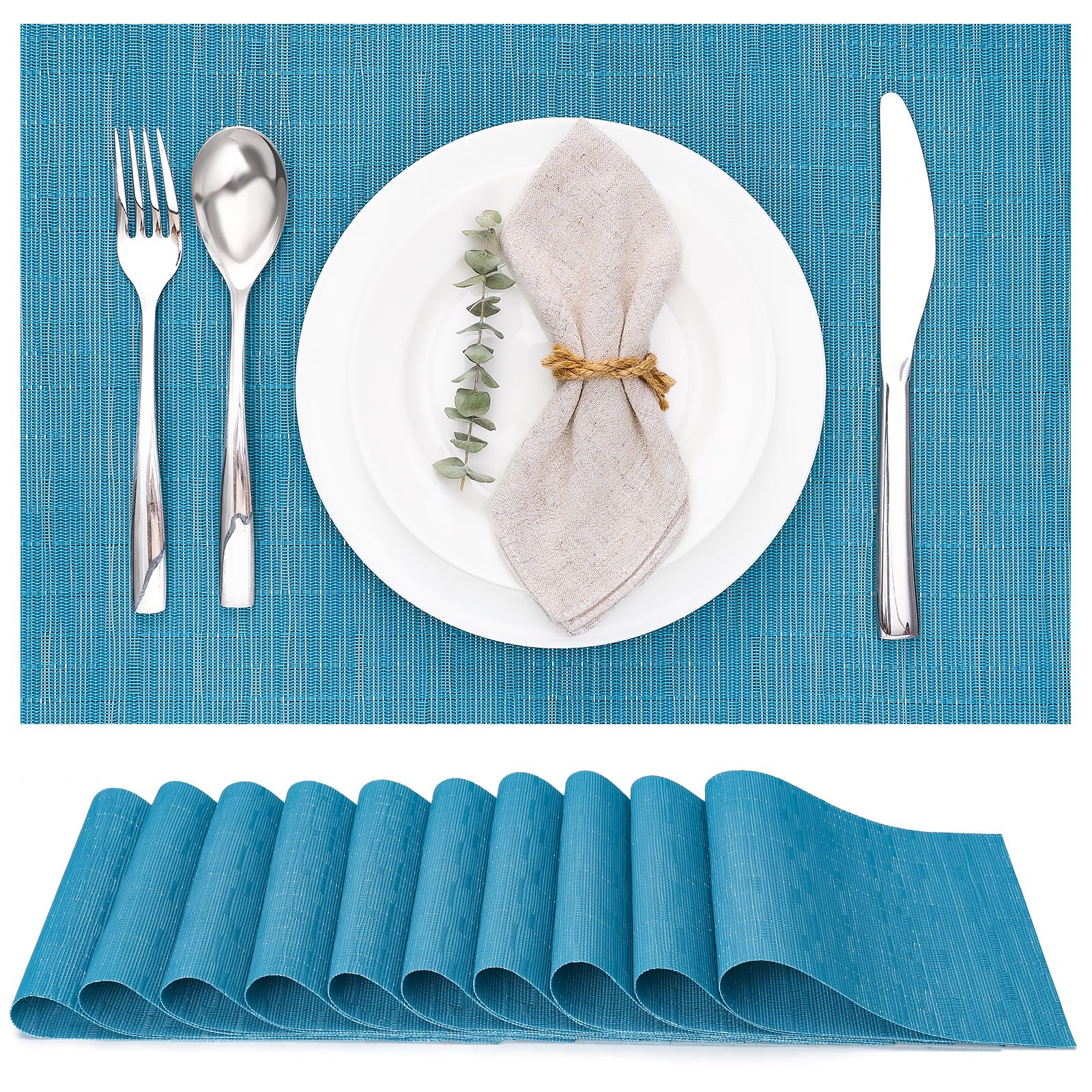 Myir JUN Tischsets Abwaschbar, Gewebte Platzdeckchen Abwaschbar rutschfest Abgrifffeste Hitzebeständig, Vinyl Platzsets Abwaschbar für küche Speisetisch Hotel, Platz-Matten 30x45cm