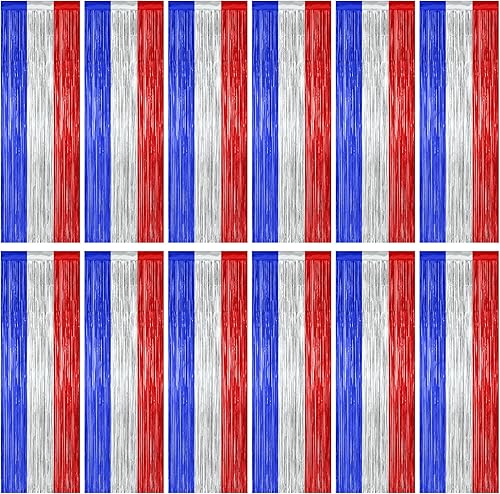 Miniatura 47 de Paquete de 2 telones de fondo de oropel rojo, cortinas de flecos de 3.28 pies x 7.05 pies, decoraciones de fiesta para aniversarios de boda