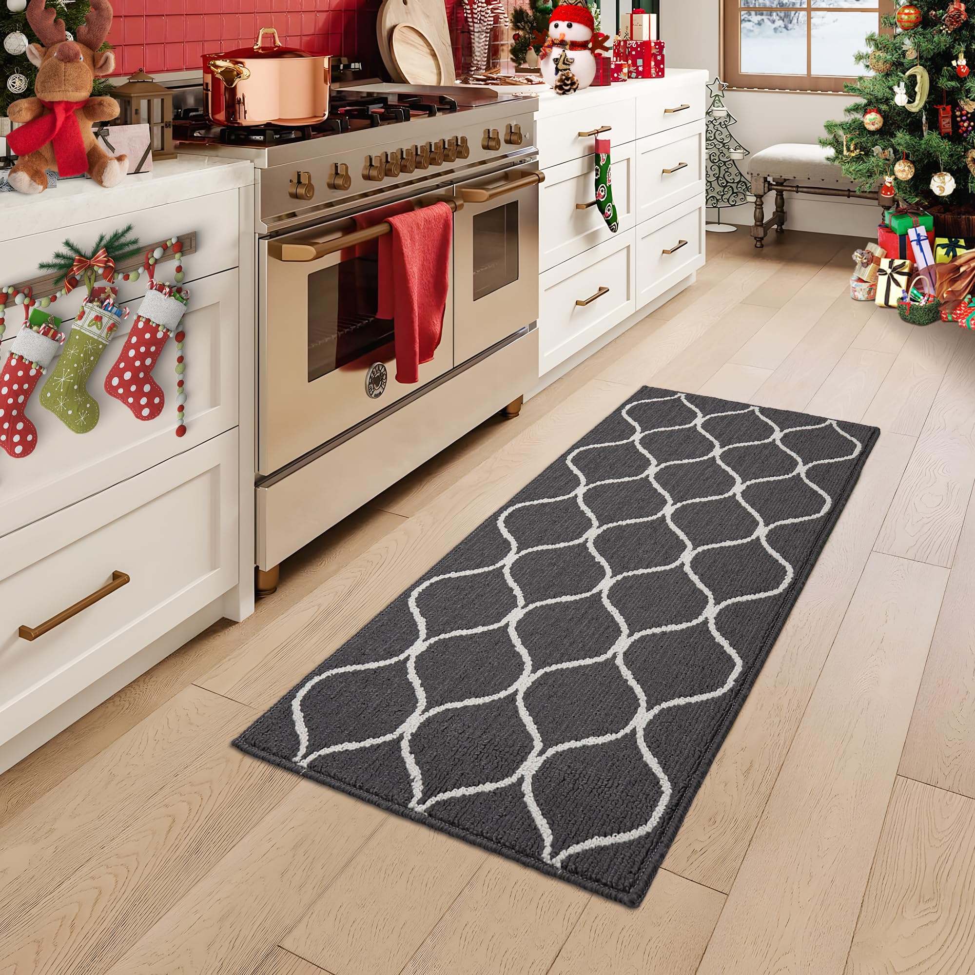 COSY HOMEER Kitchen Rug Runner 60 x 120cm, Washable Kitchen Rugs and Mats, Polypropylene Carpet Runner for Kitchen Entryway Hallway Laundry Room, GreyGlobal Recycled StandardOEKO-TEX STANDARD 100Global Recycled StandardGlobal Recycled Standard