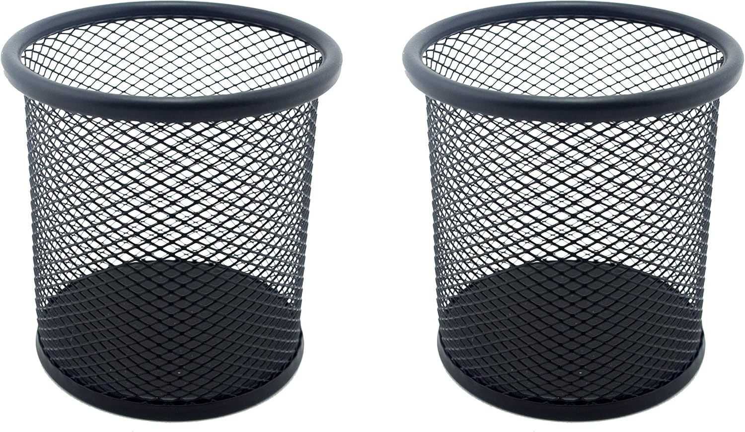 Black Steel Mesh Pencil Cup 8.2cmW x 9.8cmL - Set of 2