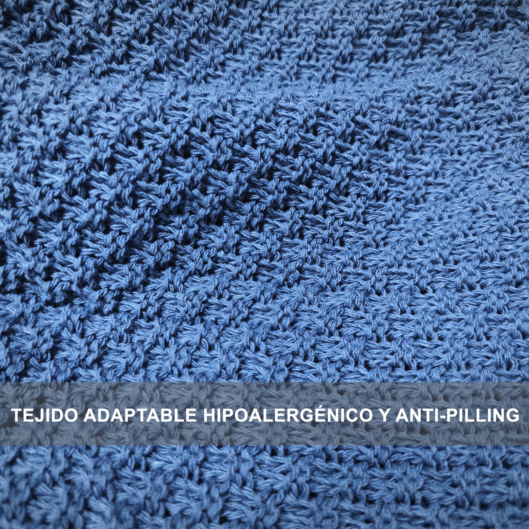 HaraDeco Manta de Punto Plaid Sofá Multiuso Pie de Cama 100% Algodón | Reciclado, Cubre Sofá Sillón con o sin Pompones Decorativa Tacto Suave, Cubrecama Elegante Estilosa Fabricado Nacional