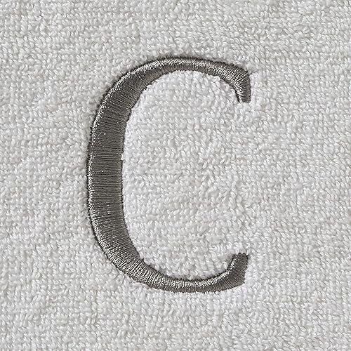 Miniatura 2 de SKL Home Casual Monogram - Juego de toallas de mano, C, 16 x 26 pulgadas, color blanco, 2 unidades