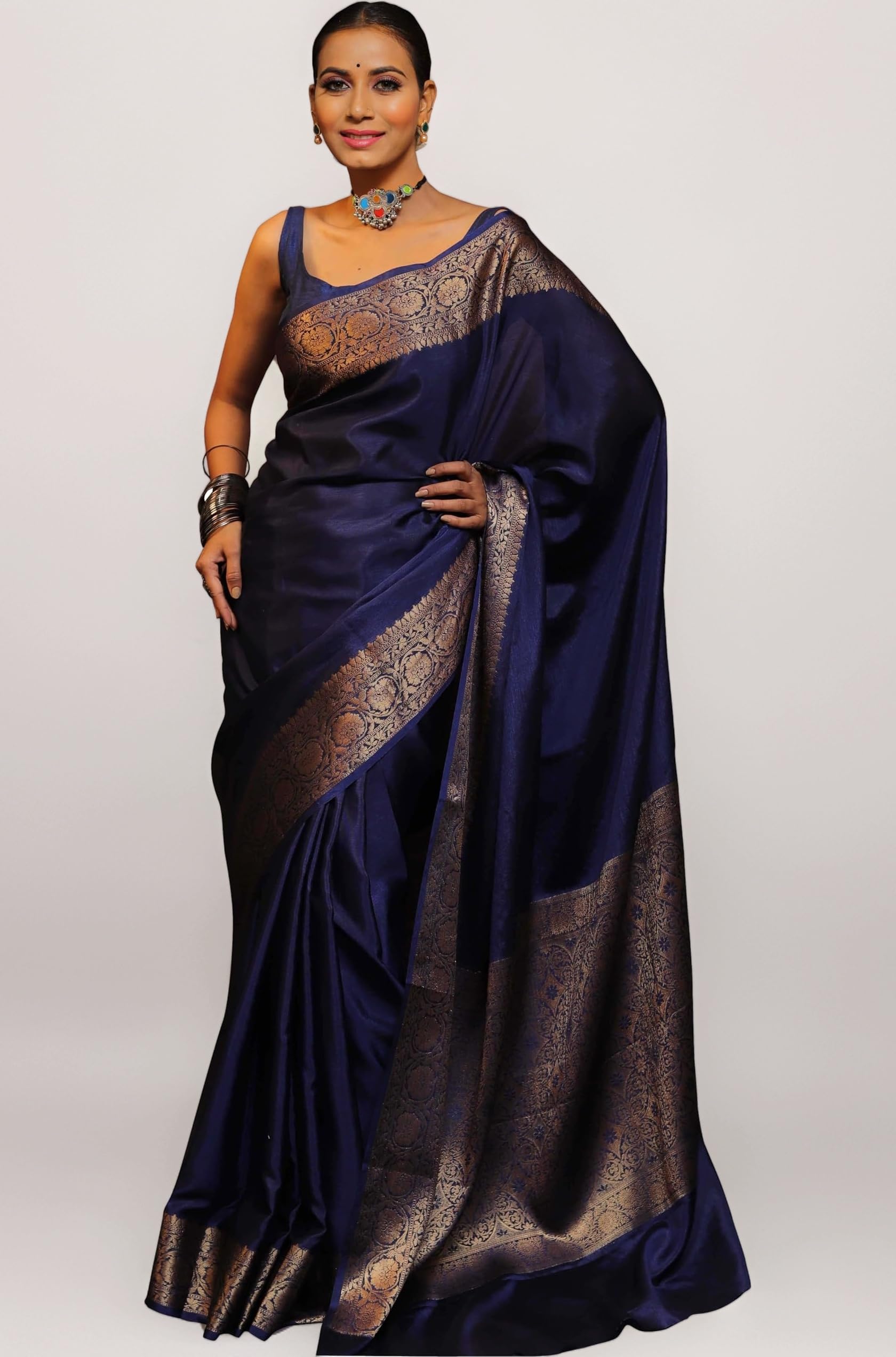 - Women's Banarasi Saree Pure Kanjivaram Silk Saree Soft new ladies 2025 Design Wear Pattu Sarees Latest Sadi Party Sari collections With Blouse Piece (San Pari-225)