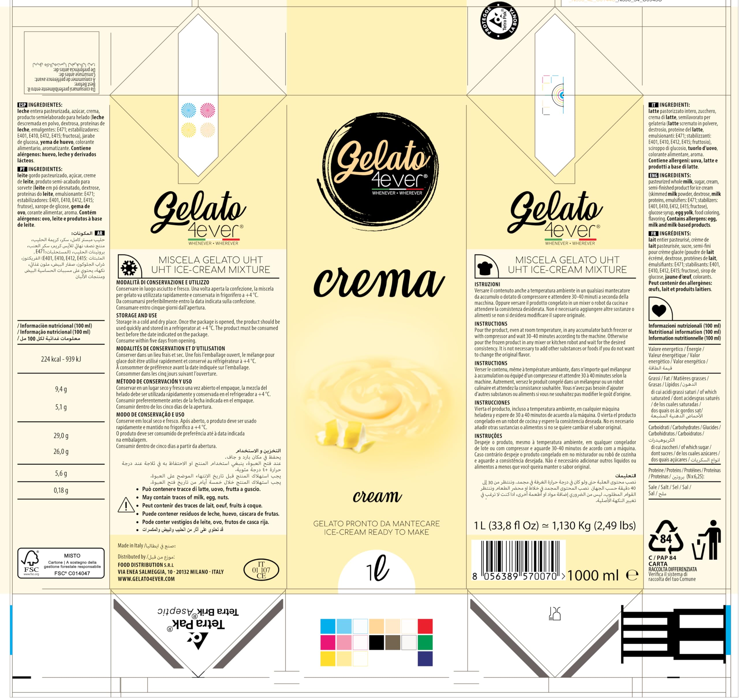 Gelato 4ever - Preparado para helado listo para mantecar, Double Pack, fácil de preparar, compatible con todas las máquinas para helados como Ninja Creami, Magimix, HKoenig, 1 litro para brick