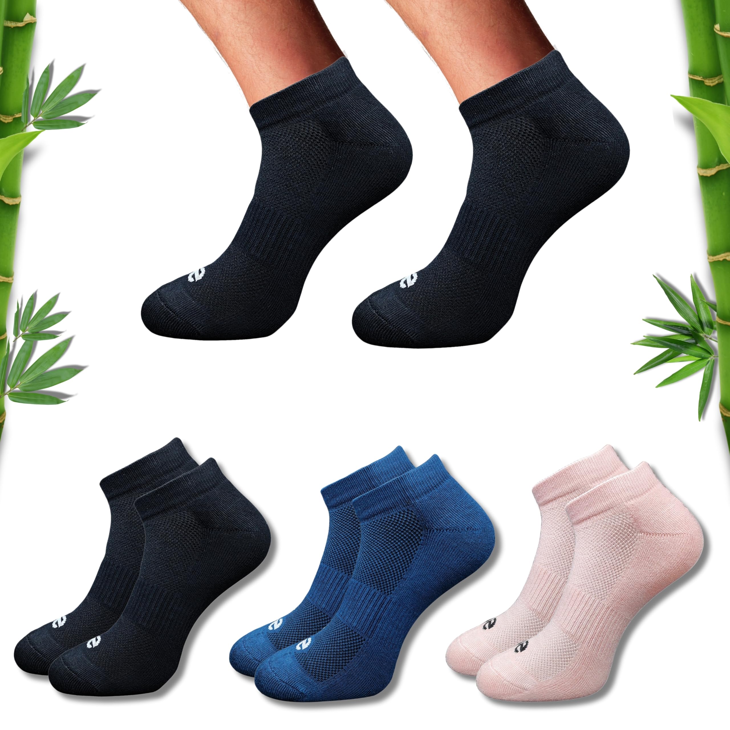 Premium Bamboo Unisex Socks - Low Cut (Set of 3: Black + Navy + Light Peach) | 88% Bamboo Fabric, Anti-Bacterial, Breathable, Soft, Seamless Design.-image-42