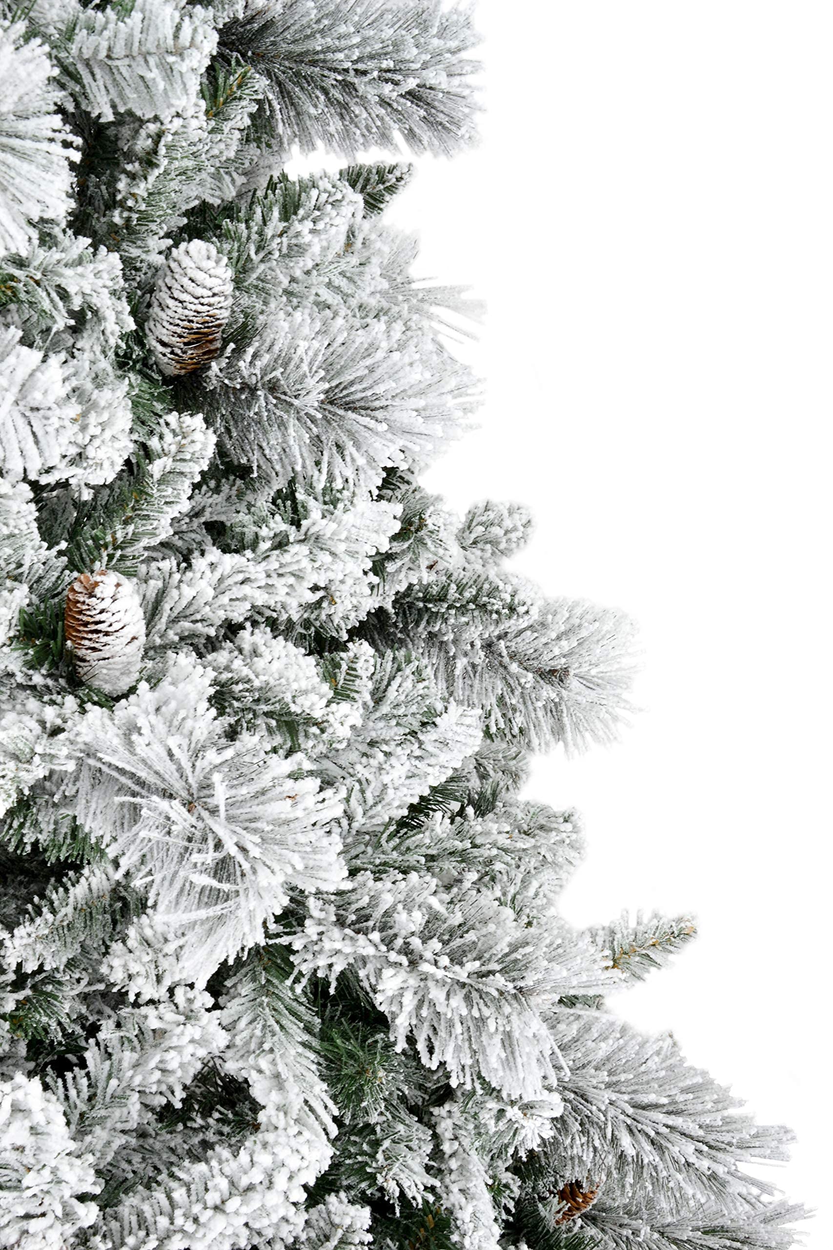 BOP Albero Di Natale Innevato Con Pigne Dafne 240 Cm, Con Borsa Omaggio, Molto Folto E Realistico, Sistema Automatico Di Apertura A Ombrello, Fogliame in PVC e PP, Albero Artificiale Floccato