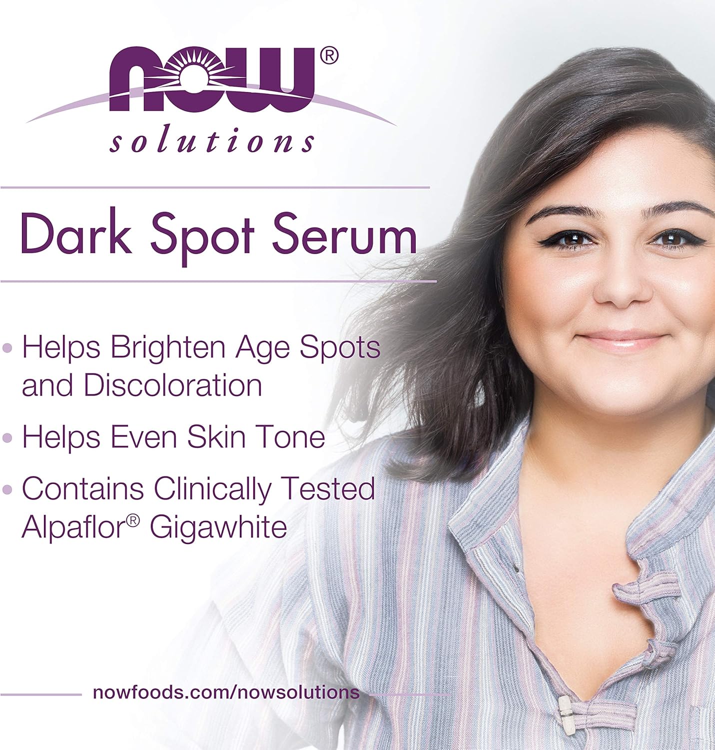 NOW Solutions, Dark Spot Serum, with ALPAFLOR® GIGAWHITE to Help Brighten Age Spots and Discoloration, 1-Ounce - Image 4