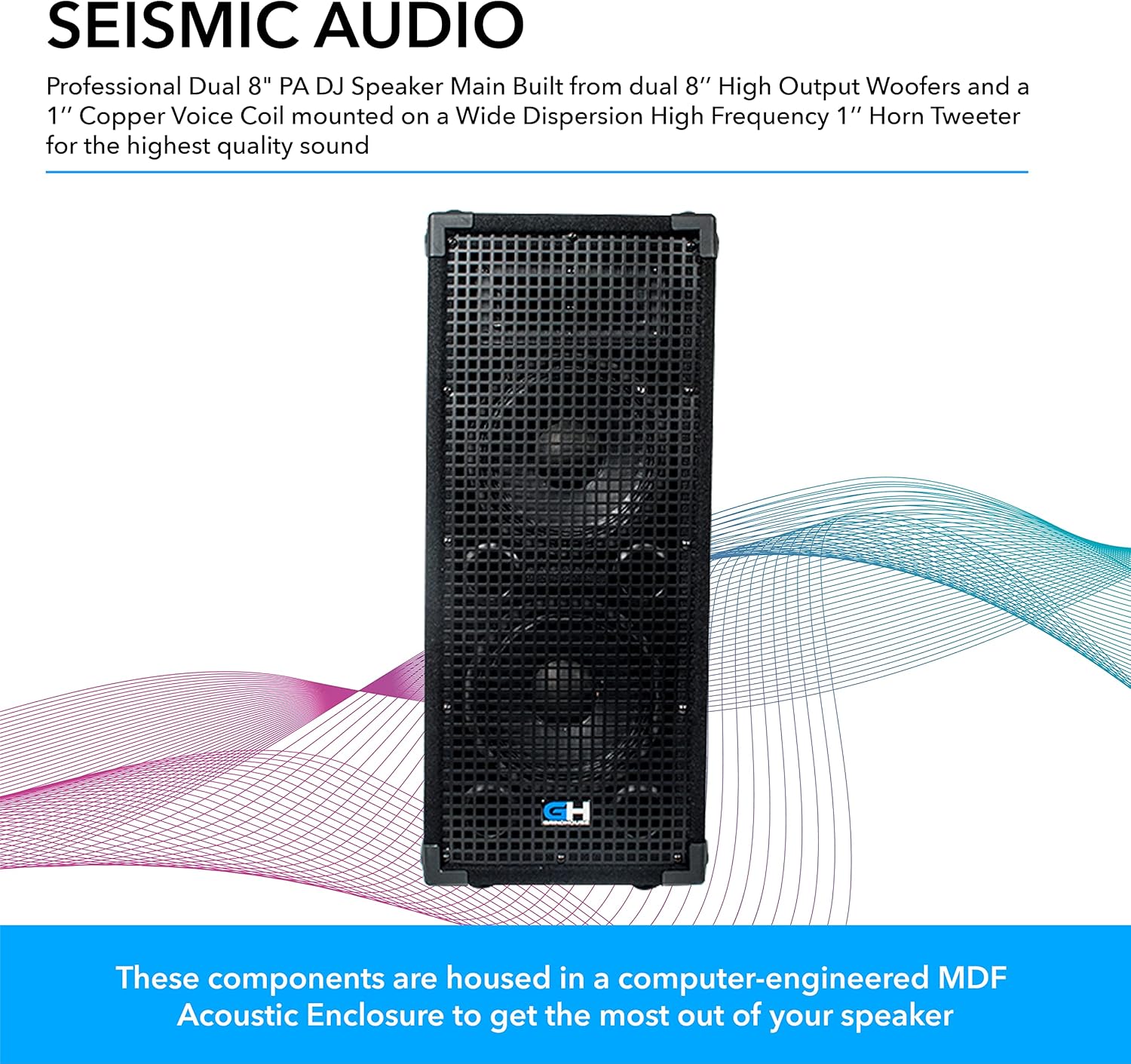 Grindhouse Speakers - GH28L - Passive Dual 8 Inch 2-Way PA/DJ Loudspeaker Cabinet - 900 Watt Full Range PA/DJ Band Live Sound Speaker