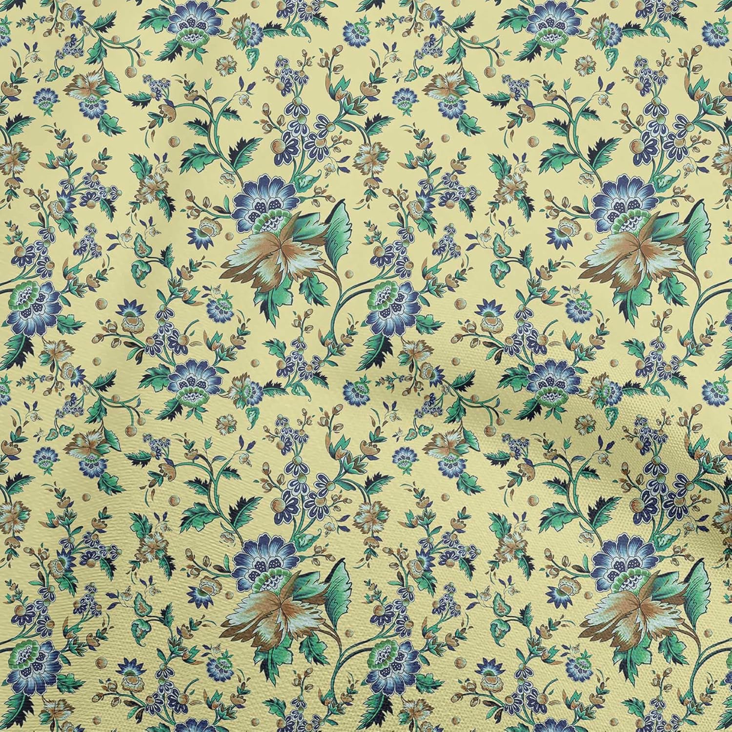 oneOone Polyester Spandex Yellow Fabric Floral Quilting Supplies Print Sewing Fabric by The Yard 56 Inch Wide-2236