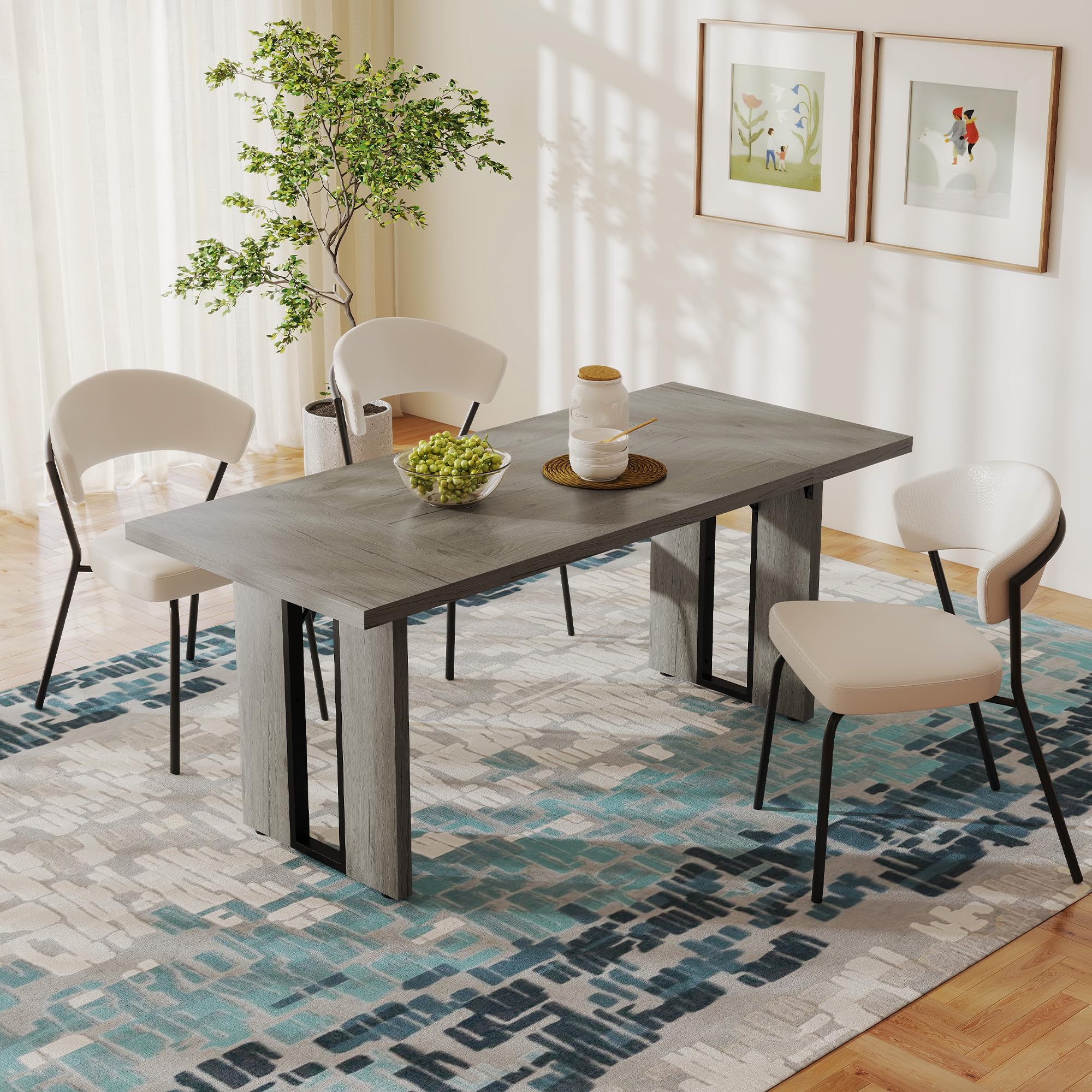 HOMCOM Tavolo da Pranzo per 8 Persone, Tavolo Cucina con Piano Spesso, Tavolino da Soggiorno e Sala da Pranzo Rettangolare in Stile Industriale, 180x80x75 cm, Grigio