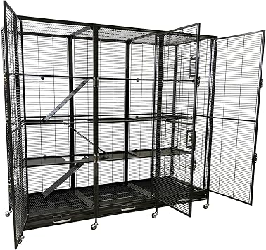 Borneo Small Animal Cage - for Sugar Gliders, Squirrels, Marmosets & Other Small Pets Cage + Add-On + Shelf & Ladder Set + Expander Set