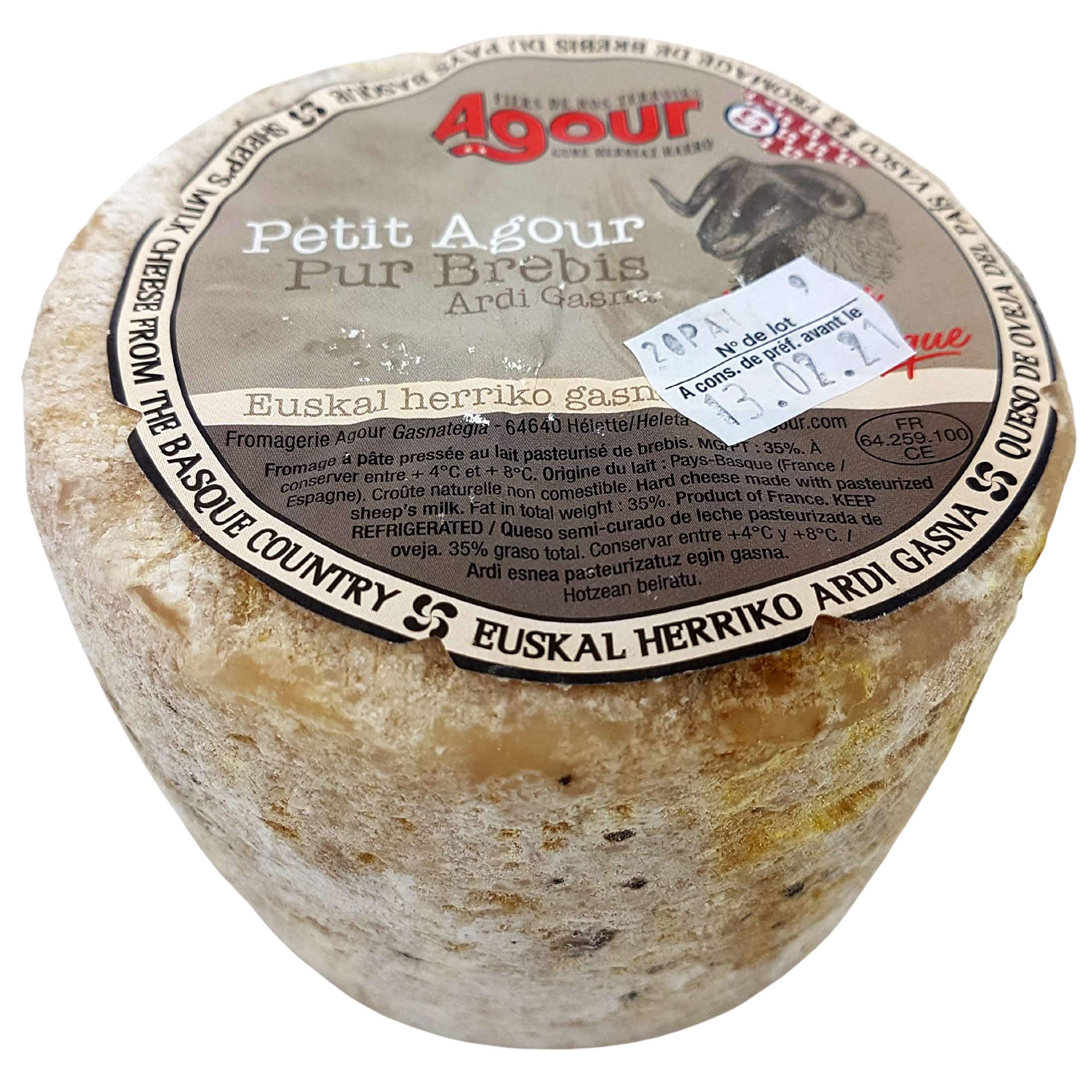 Queso de Oveja del País Vasco Frances - Peso Aproximado 800 gramos - Elaborado por el respetado AGOUR - Queso de Oveja Bi Campeón del Mundo - Elaborado con eche pasteurizada de oveja