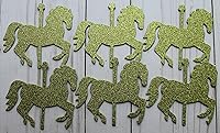 Vista 7 de 12 Carousel HORSES lime, turquoise, orange glittered chipboard die cuts 4" x 3 3/8