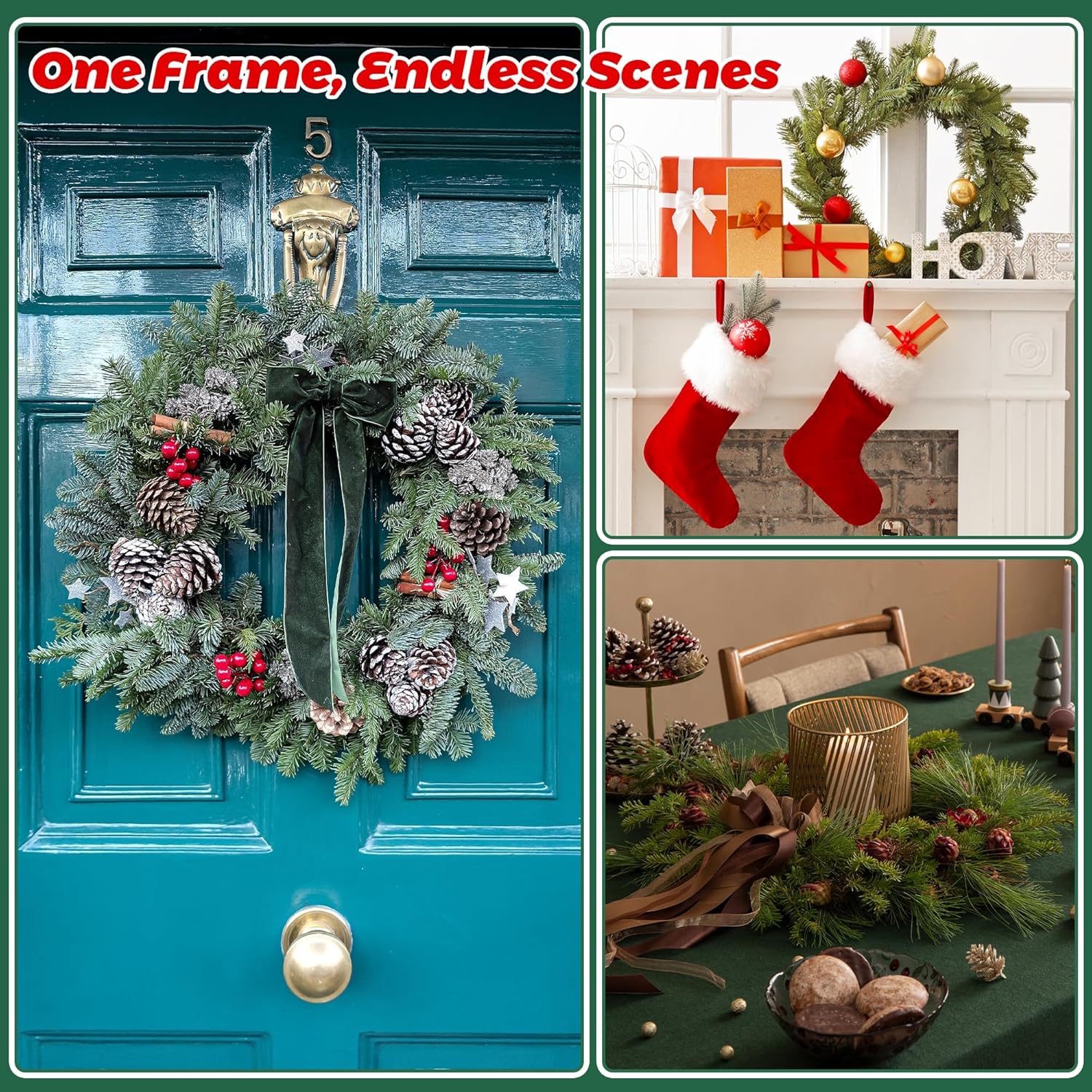 Fovths 24 Pack Christmas Wire Wreath Ring 16 Inches Metal Wire Wreath Frame with Floral Wires Green DIY Floral Crafts for Xmas Halloween New Year Holiday Valentines Day Decor