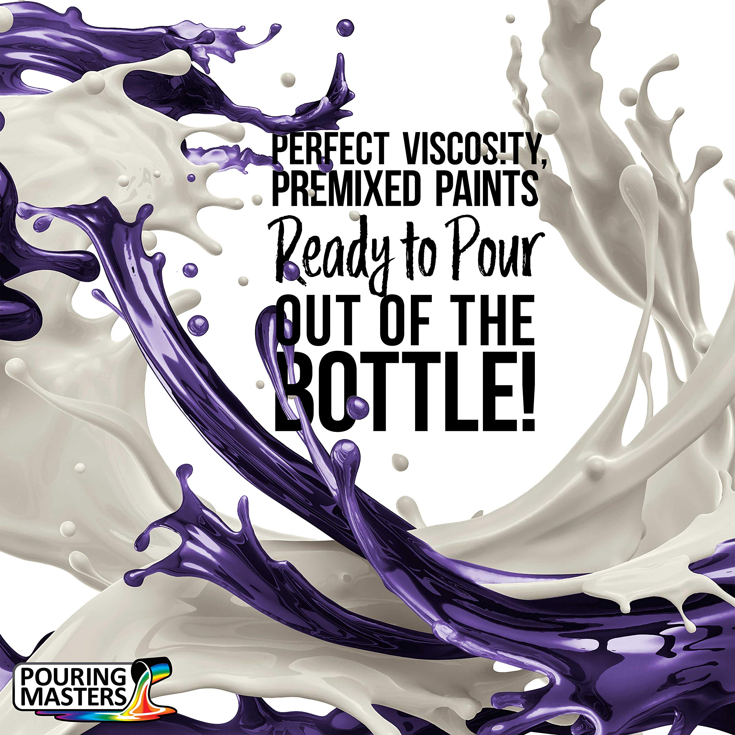 Pouring Masters Farba akrylowa gotowa do nalewania Royal Violet 227 g wstępnie zmieszana na bazie wody do płótna, drewna, papieru, rzemiosła, płytek, skał i innych