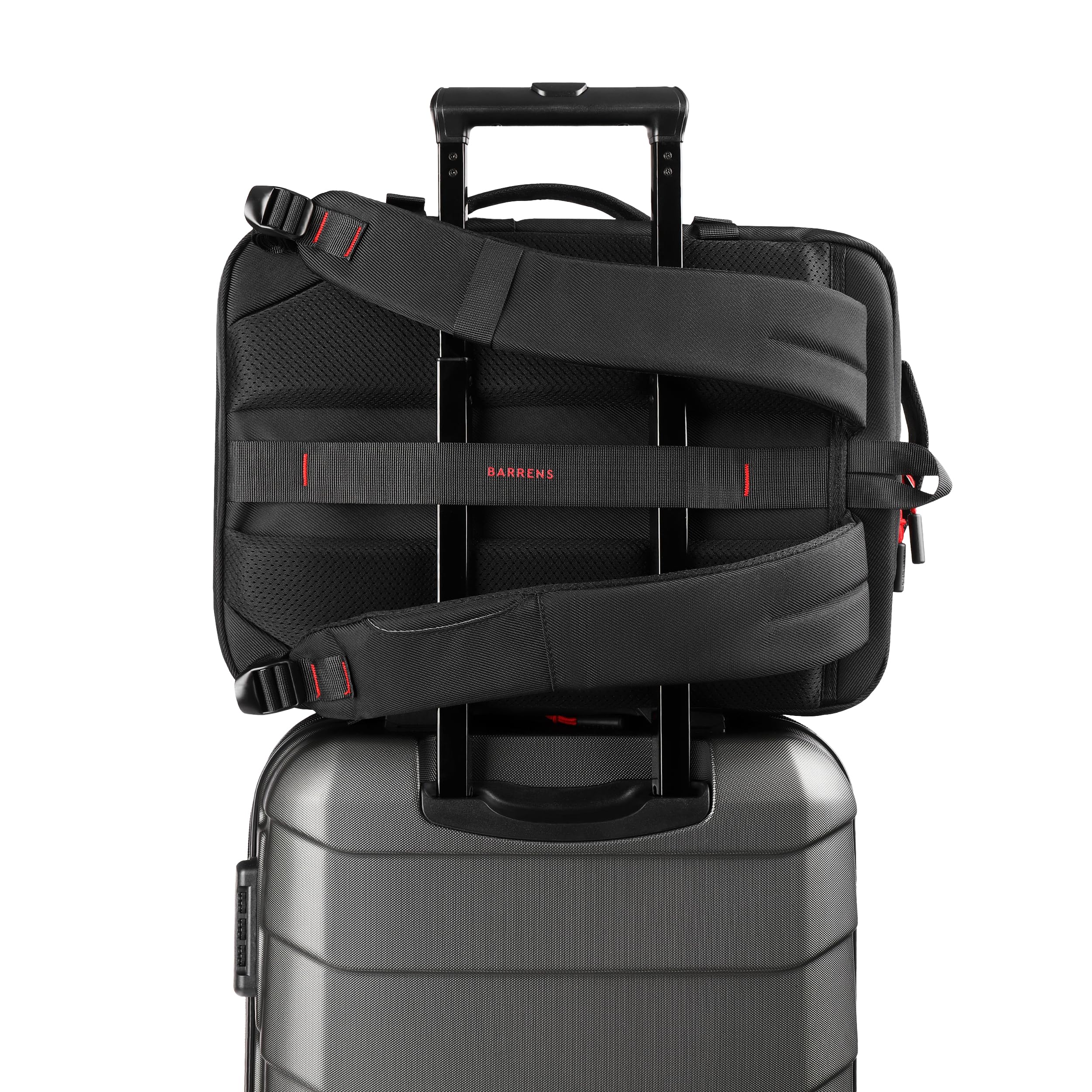 BARRENS Mochila grande para portátil para hombre de 15,6 pulgadas, impermeable, mochila para ordenador portátil, mochila de viaje, mochila escolar, adolescentes, jóvenes, negocios, negro con rojo,