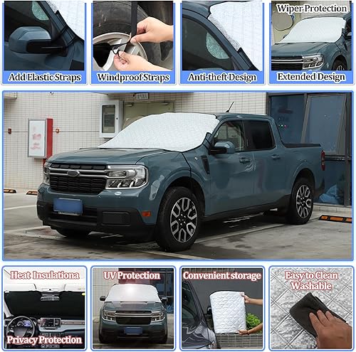 Miniatura 8 de Cubierta de nieve para parabrisas para Nissan X-Trail 2014-2023, cubierta de nieve para automóvil, parasol para parabrisas delantero, parasol