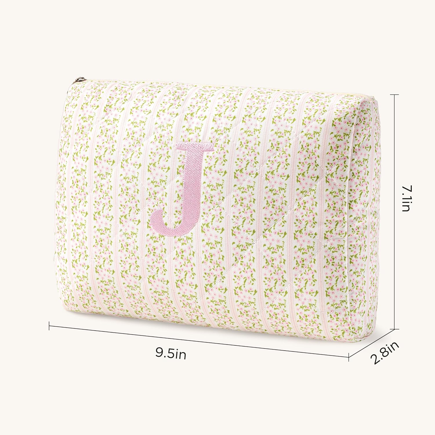 HBselect Initial Makeup Bag for Women Personalized Quilted Cosmetic Bag image 5