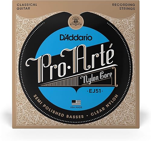 Miniatura 2 de D'Addario Cuerdas para guitarra  Pro-Arte  Cuerdas para guitarra clásica  EJ51  Cuerdas de guitarra de nailon  Bajos semi pulidos de nailon  Tensión