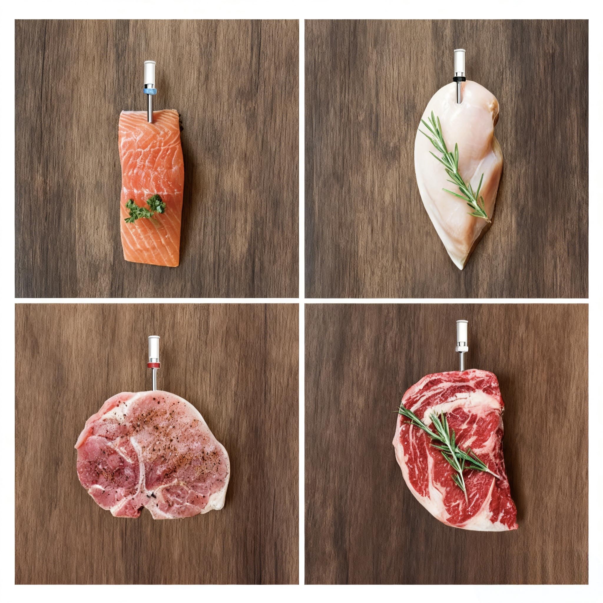 ARMEATOR Termómetro digital de carne con 4 sondas, termómetro de carne Bluetooth con amplificador LCD mejorado para cocinar alimentos, parrilla, ahumador
